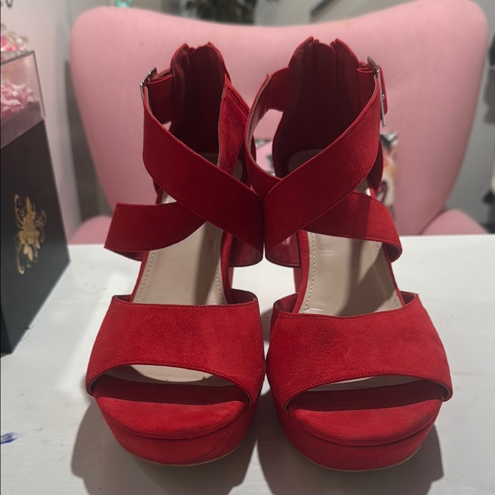 Torrid Red Chunky Heel Sandals